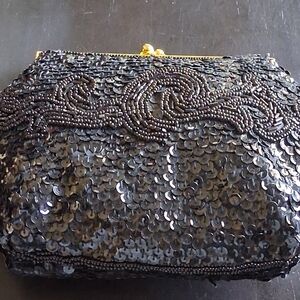 NWT Carlo Felini Black  Embellished Evening Bag/Clutch